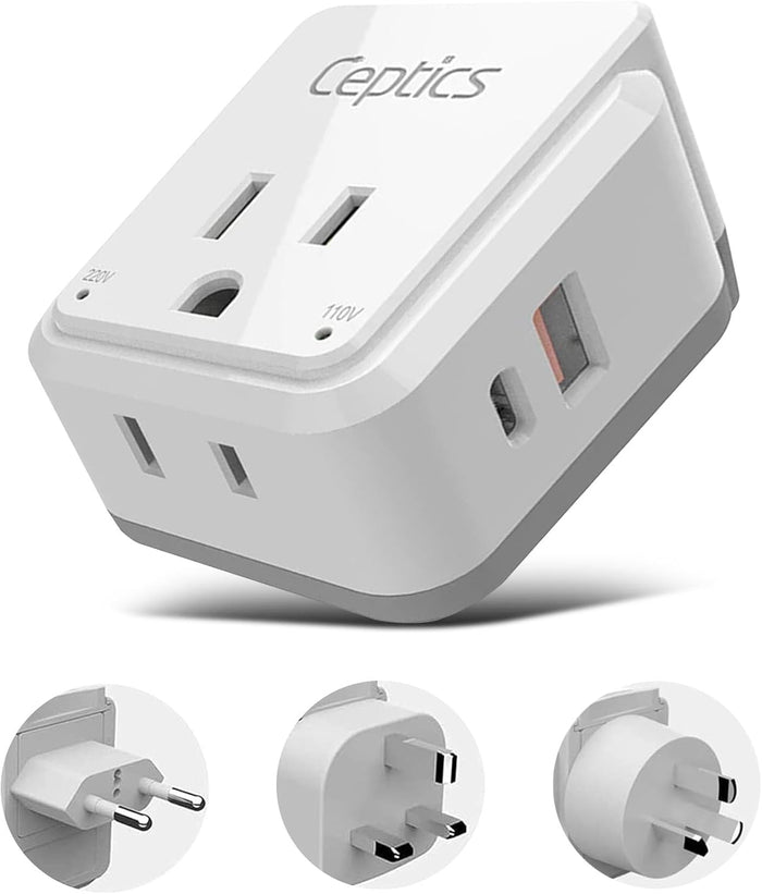 Asian, China, Malaysia Travel Adapter Set | Type C, G, I - USB & USB-C Ports + 2 US Outlets (PAK-AS)