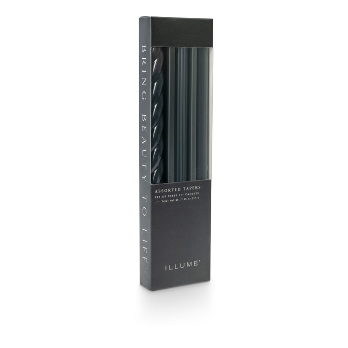 Assorted Black Candle Tapers 3-Pack