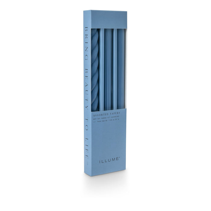 Assorted Blue Candle Tapers 3-Pack