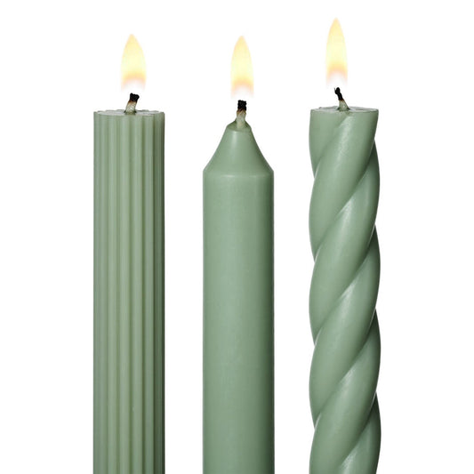 Assorted Sage Green Candle Tapers 3-Pack - Illume Candles - 46271003000