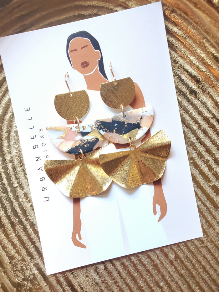 AVA Terrazzo Fan Statement Earrings 14K Gold Filled