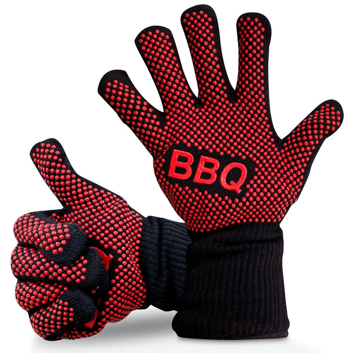 BBQ Gloves 1472°F Heat Resistant Silicone Grip 14" Washable Mitts
