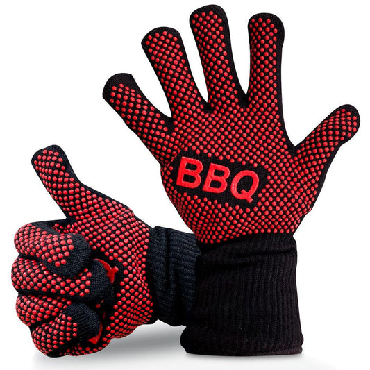 BBQ Gloves 1472°F Heat Resistant Silicone Grip 14" Washable Mitts
