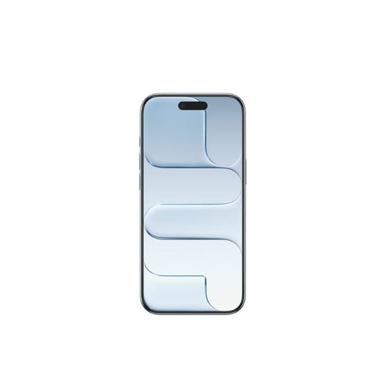 Smartphone with a reflective screen on a white background