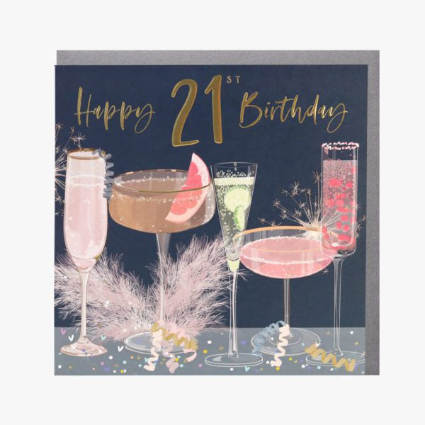 Belly Button 21st Cocktails Greetings Card