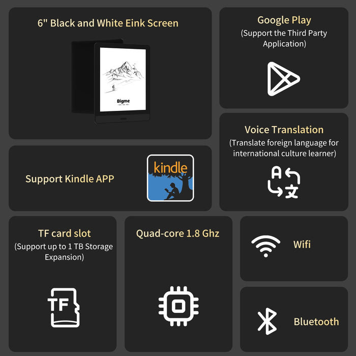 Bigme Read-6inch Dedicated book Reader 6-7'' E-book E-ink E-note E-paper E-reader Epaper kindle spo-cs-disabled spo-default spo-disabled spo-notify-me-disabled Morden remarkable Eink Tablet for digital reading