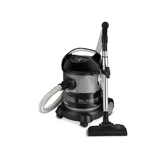 Black & Decker Drum Vacuum Cleaner, 20Lit, 2000Watts, Black