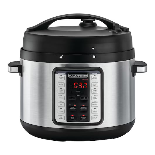 Black & Decker Pressure Cooker 9 In 1, 6Lit, 1350Watts, Black / Silver