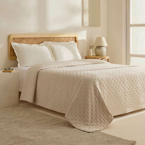 Breezy, Couvre-lit, Double, Beige