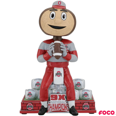 Brutus Buckeye Ohio State Buckeyes Mascot 9x Football National Champions Bobblehead