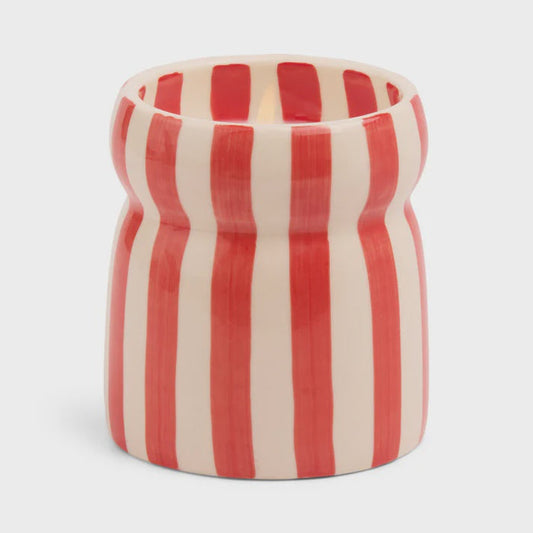 Cabana Red Striped Ceramic Candle - Hibiscus Bay