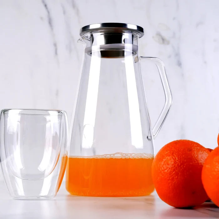 Carafe à eau Karaca en verre borosilicate et acier inoxydable, 1 700 ml
