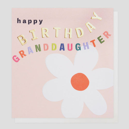 Caroline Gardner Happy Birthday Granddaughter Pink Flower Greetings Card