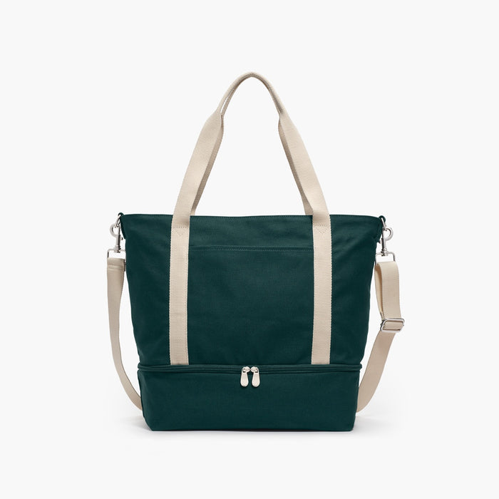Front  - Catalina Deluxe Tote - Dark Green Canvas - Lo & Sons