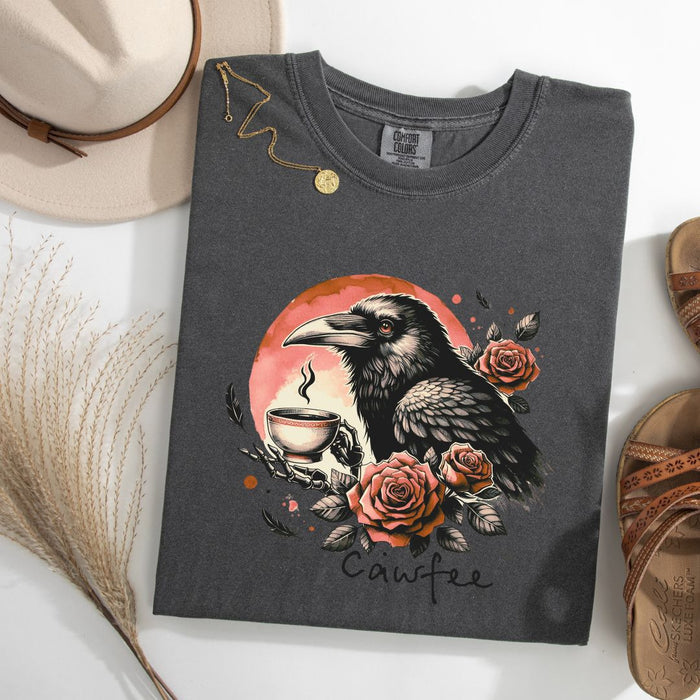 Cawfee And Crow Adult Graphic Halloween T-shirt