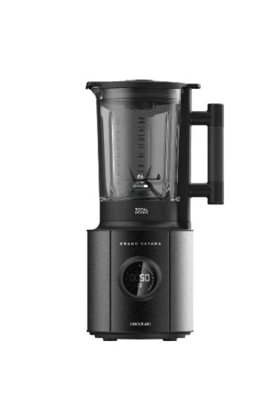 Black and silver blender on a white background