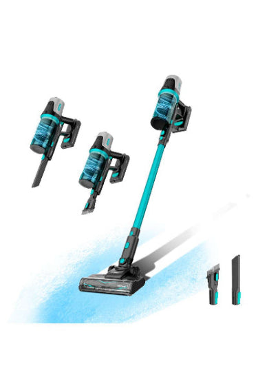 Multifunctional vacuum cleaner with attachments on a white background