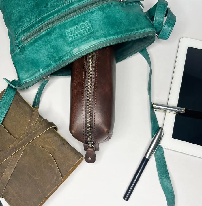 Charlie Leather Pencil Case - Handcrafted Premium Zippered Pen Pouch (Walnut Brown)
