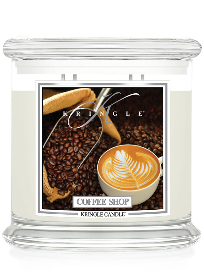 Kringle Candle with 'Coffee Shop' design on a white background