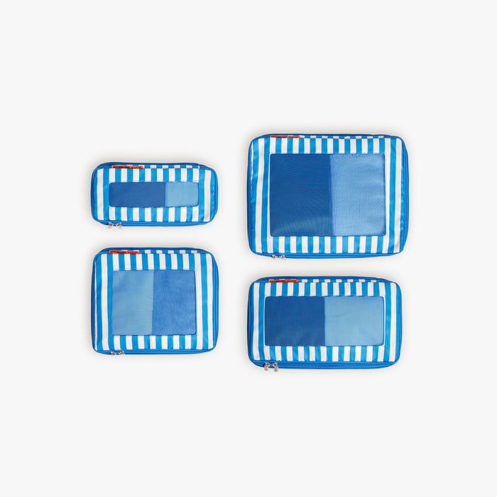 Set of Four / Poplin Stripe Coastal Blue