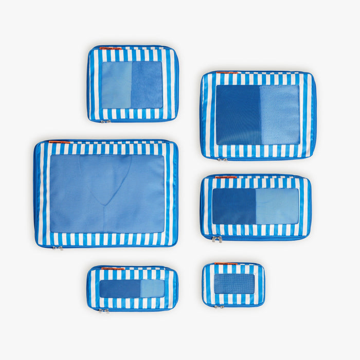 Set of Six / Poplin Stripe Coastal Blue