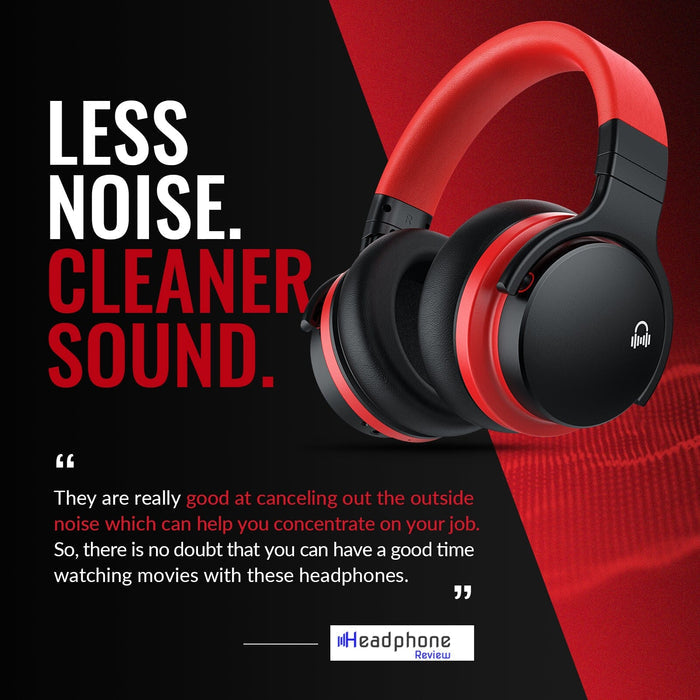 E7 Basic C Active Noise Cancelling Headphones Bluetooth Headphones Wireless Headphones, Red Headphone Cowinaudio