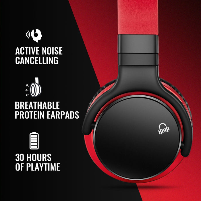 E7 Basic C Active Noise Cancelling Headphones Bluetooth Headphones Wireless Headphones, Red Headphone Cowinaudio