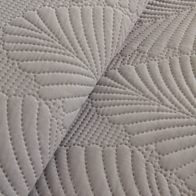Ensemble Couvre-lit Leaf Gris 230x240 cm + 2 (50x70 cm)