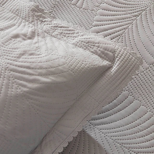Ensemble Couvre-lit Leaf Gris 230x240 cm + 2 (50x70 cm)