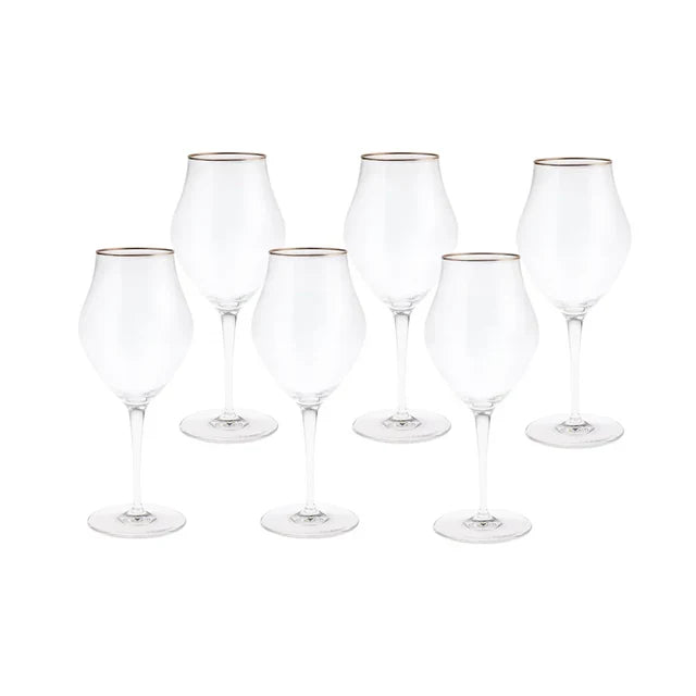 Ensemble De 6 Verres à Pied Bormioli Rocco Inalto Arte Cal En Platine