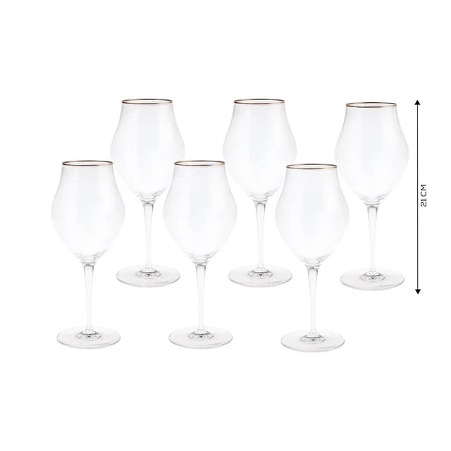 Ensemble De 6 Verres à Pied Bormioli Rocco Inalto Arte Cal En Platine