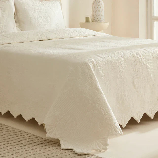 Ensemble de Couvre-lit Camille Écru 230x240 cm + 2 Taies (50x70 cm)