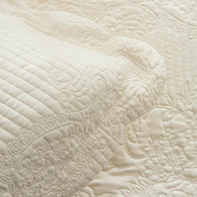 Ensemble de Couvre-lit Camille Écru 230x240 cm + 2 Taies (50x70 cm)