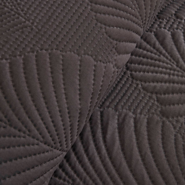 Ensemble de Couvre-lit Leaf Anthracite 230x240 cm + 2 Taies (50x70 cm)
