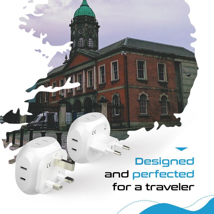 Europe Travel Adapter Set- 4 in 1 - Ultra Compact - Light Weight - 4 Pack (PT-9C-7-4PK)