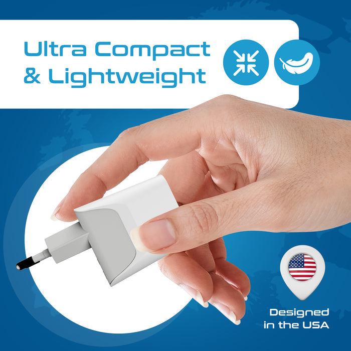 European Travel Adapter Set – Type E/F, G, C - With USB-A + USB-C - 3pcs (CTU-EU-SET)