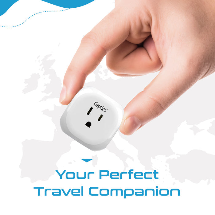 European Travel Plug Adapter - 4 in 1 - Ultra Compact - Light Weight - 2 Pack (PT-9C-2PK)