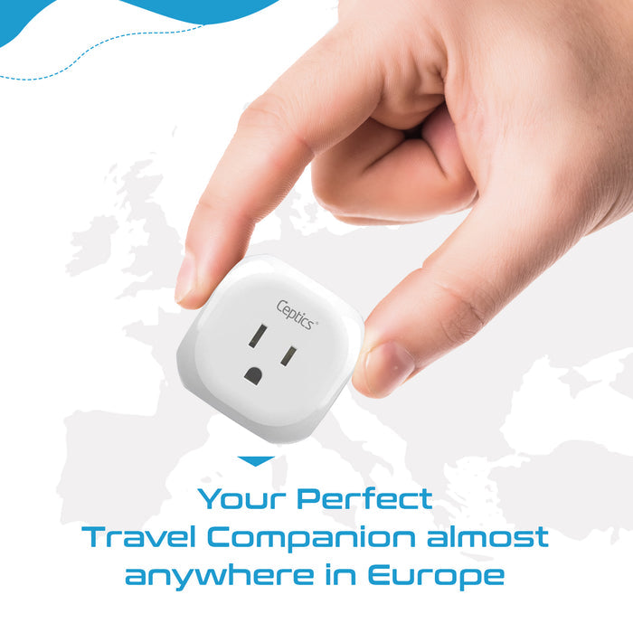 European Travel Plug Adapter - Type C - 5 in 1 - Ultra Compact (PTU-9C)