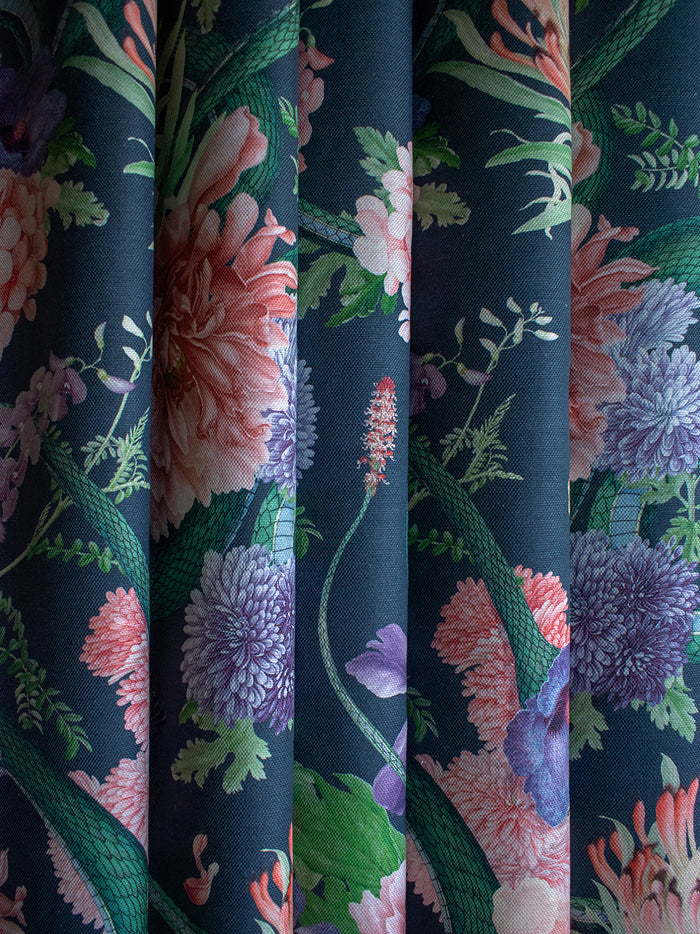 Forbidden Bloom 'Deep Blue' Linen Sample