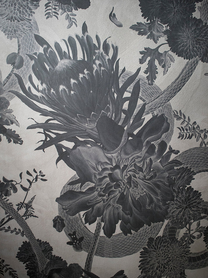 Forbidden Bloom 'Monochrome' Faux Suede Wallpaper Sample