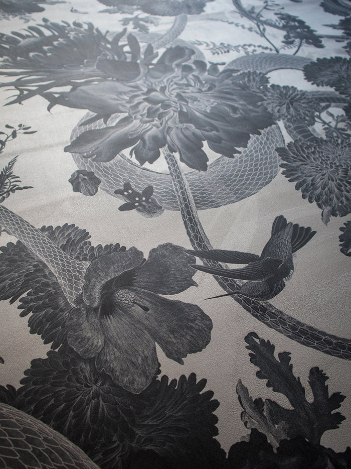 Forbidden Bloom 'Monochrome' Faux Suede Wallpaper Sample