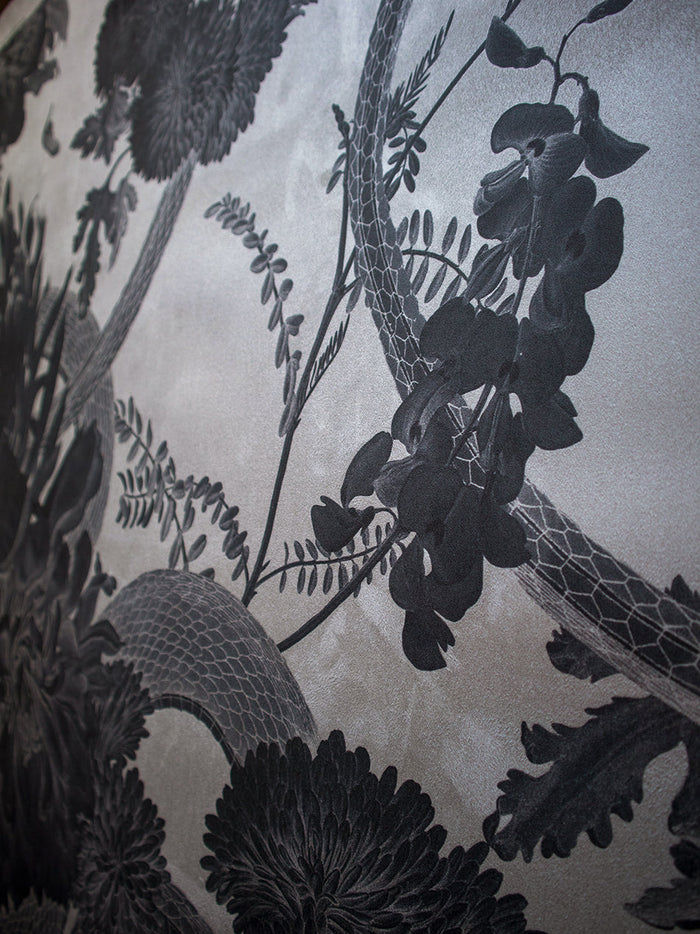 Forbidden Bloom 'Monochrome' Faux Suede Wallpaper Sample