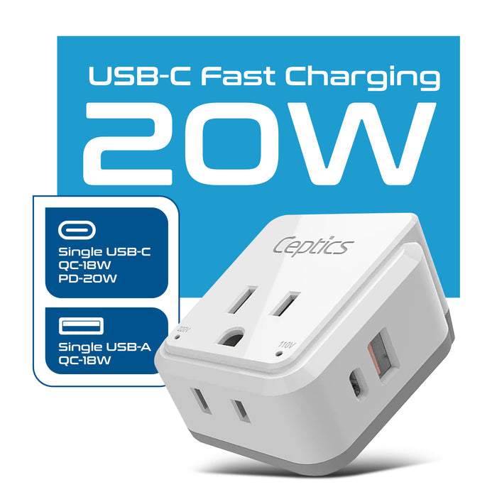 Germany, Korea Travel Adapter Set | Type E/F - USB & USB-C Ports + 2 US Outlets (PAK-SCHUKO)