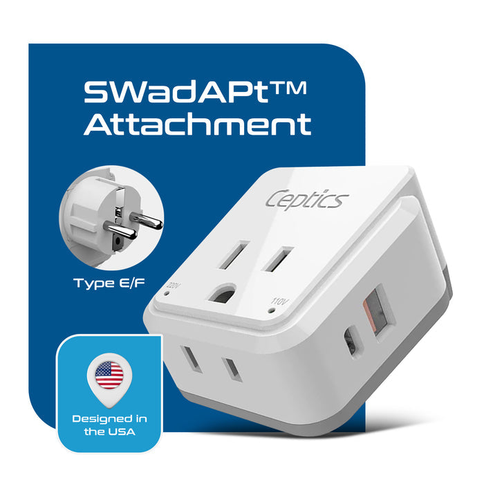 Germany, Korea Travel Adapter Set | Type E/F - USB & USB-C Ports + 2 US Outlets (PAK-SCHUKO)