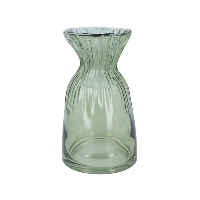 Gisela Graham Glass Vase - Green Scrunch 20.5cm