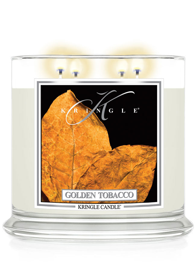 Golden Tobacco 4-wick Candle by Kringle Candle on a white background