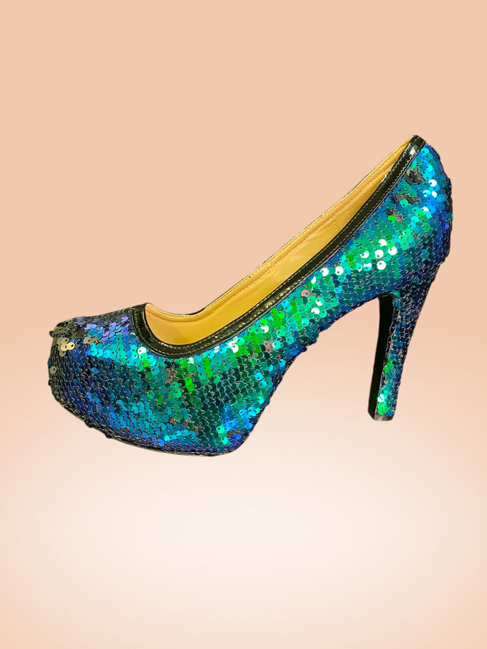 Green and blue full sequin - UK 9