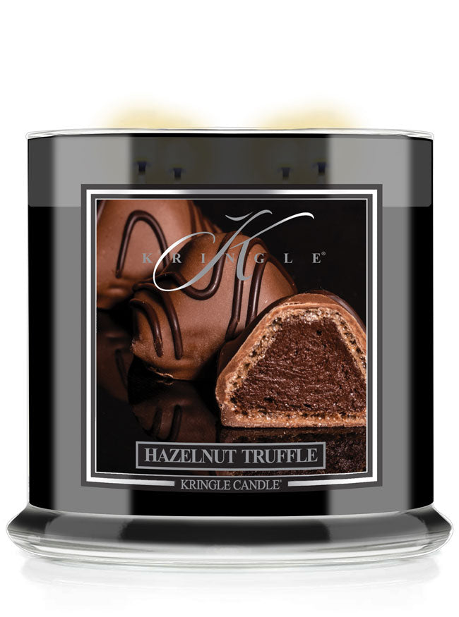 Kringle Candle with hazelnut truffle design on a white background