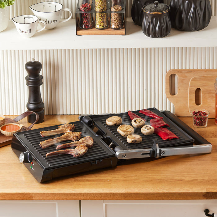 Homend Grilliant 1356H Boîtier en Inox avec Plaques en Fonte - Machine à Sandwiches et Grill