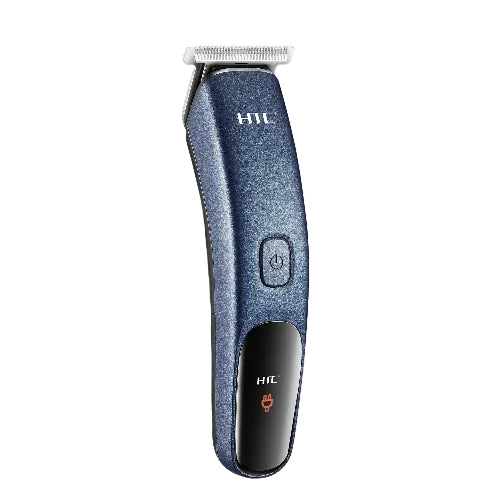Blue hair clipper with HTC branding on a white background